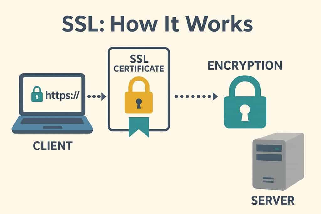 Diagram comparing HTTP and HTTPS with SSL certificate encryption