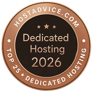 Dedicated Hosting 2026 award badge