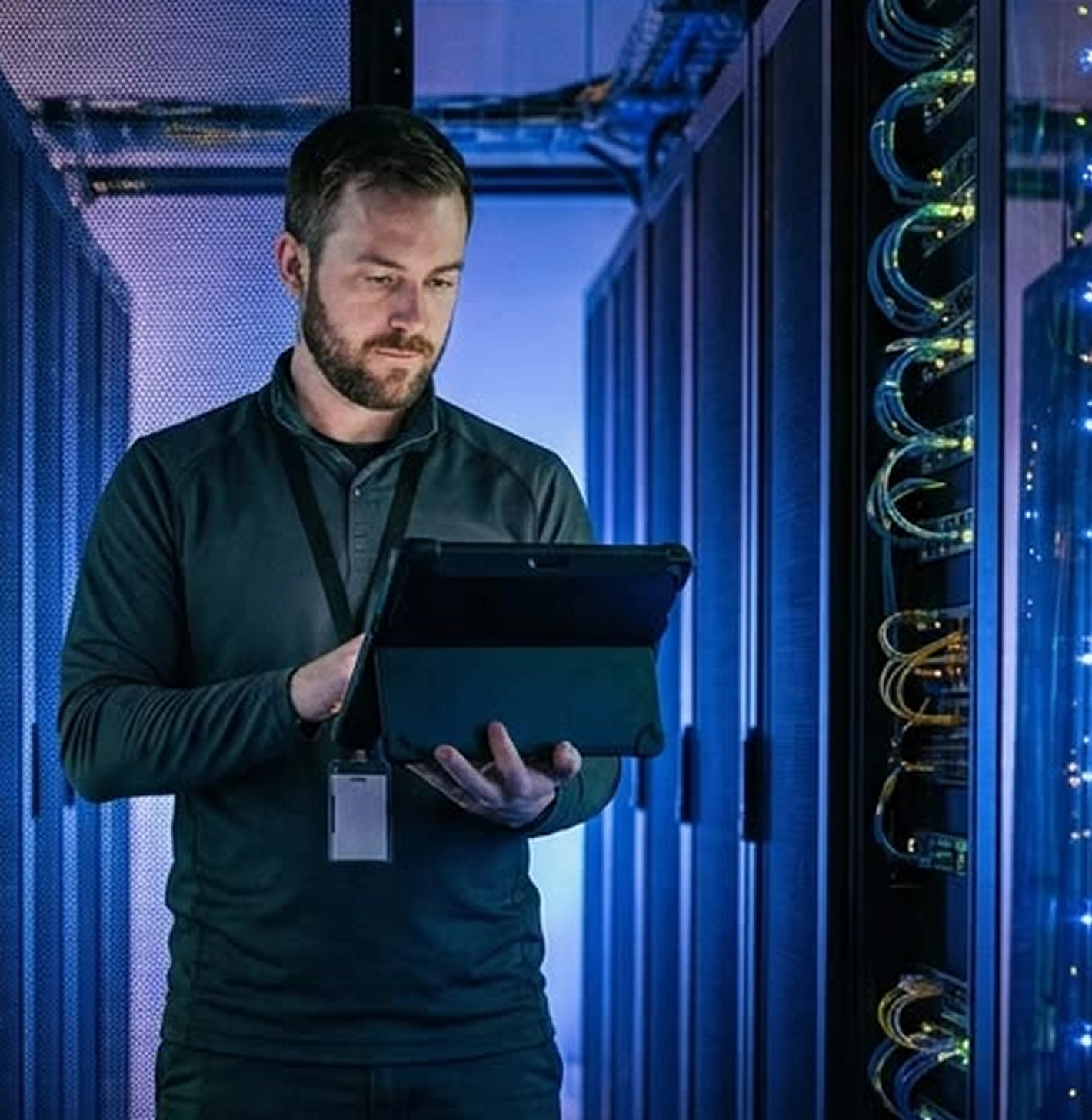 Engineer monitoring servers